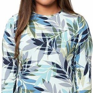 Hang Ten Womens Long Sleeve Rashguard (Caribbean Sea Print) M